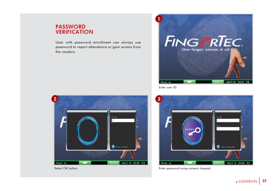 Password verification | FingerTec i-Kiosk 100 Plus Manual User Manual | Page 25 / 97