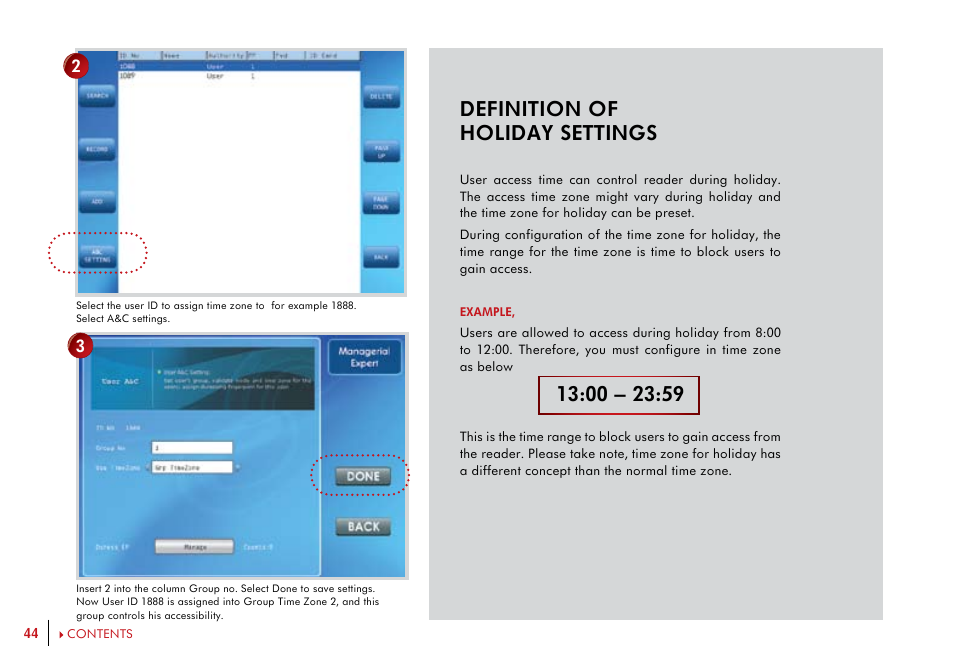 Definition of holiday settings | FingerTec i-Kiosk 100 Plus Manual User Manual | Page 44 / 97