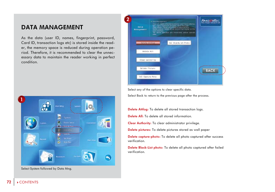 Data management | FingerTec i-Kiosk 100 Plus Manual User Manual | Page 72 / 97