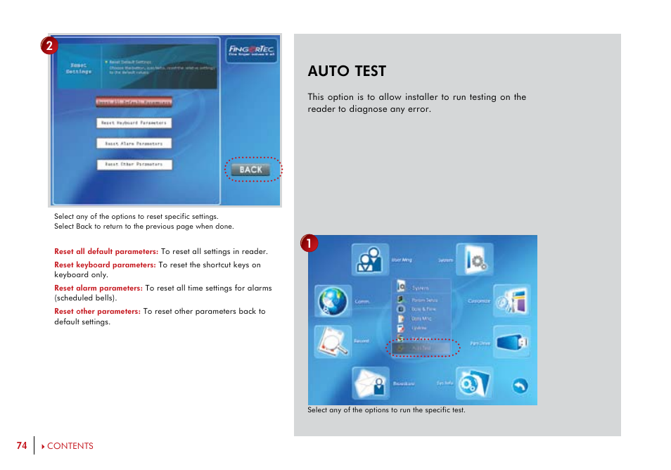 Auto test | FingerTec i-Kiosk 100 Plus Manual User Manual | Page 74 / 97