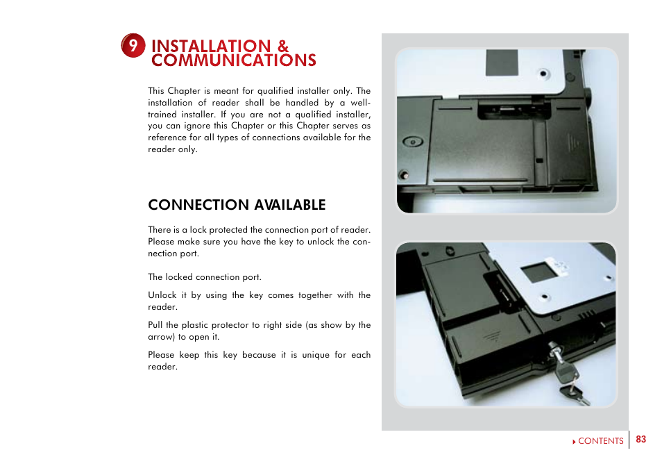 Installation & communications, Connections available communication connection, Tcp/ip connection | Rs232 connection, Rs485 connection, Wireless connection, Connection available | FingerTec i-Kiosk 100 Plus Manual User Manual | Page 83 / 97