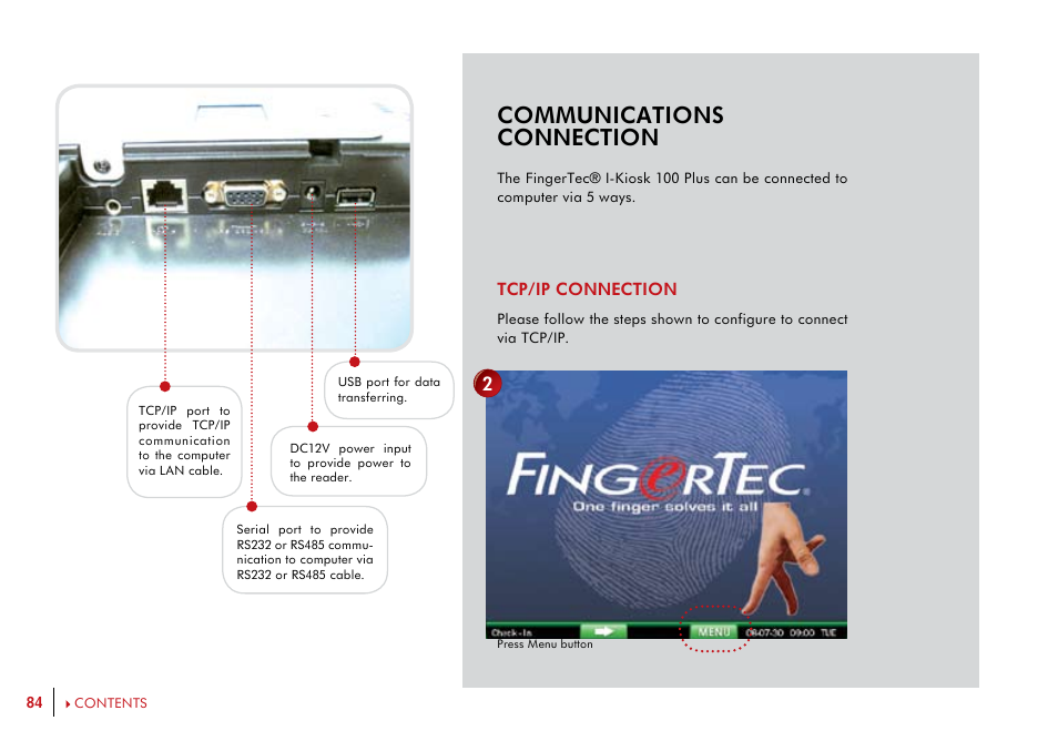 Communications connection | FingerTec i-Kiosk 100 Plus Manual User Manual | Page 84 / 97