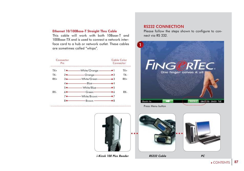 Rs232 connection | FingerTec i-Kiosk 100 Plus Manual User Manual | Page 87 / 97