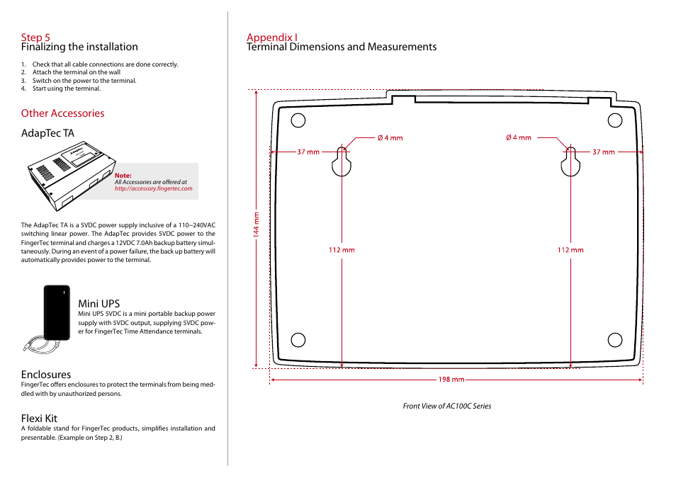 FingerTec AC100C Installation Guide User Manual | Page 2 / 2