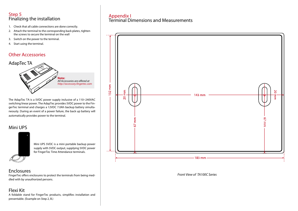 FingerTec TA100C Installation Guide User Manual | Page 2 / 2