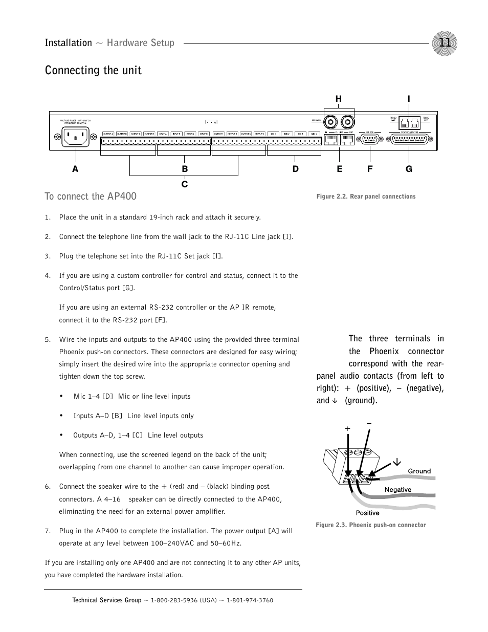 Connecting the unit | ClearOne AP400 User Manual | Page 15 / 74