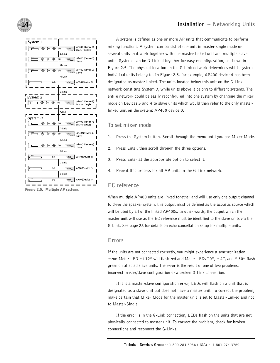 Installation ~ networking units, Ec reference, Errors | ClearOne AP400 User Manual | Page 18 / 74