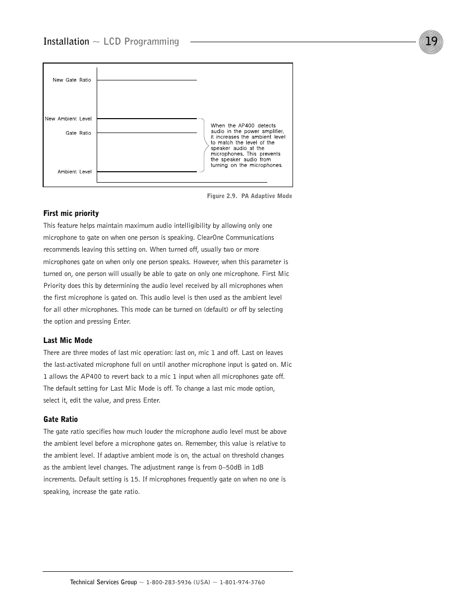 Installation ~ lcd programming | ClearOne AP400 User Manual | Page 23 / 74