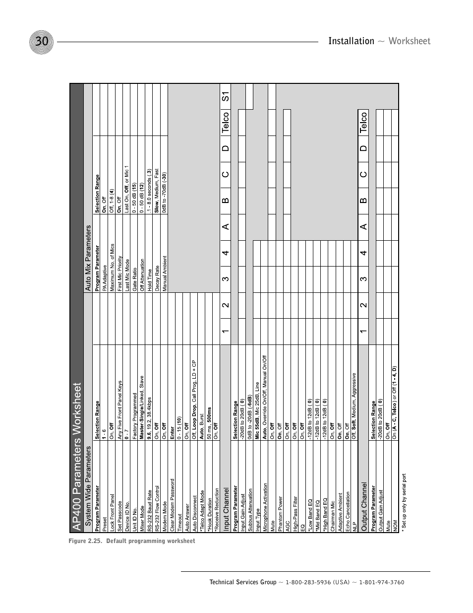 Installation ~ worksheet | ClearOne AP400 User Manual | Page 34 / 74