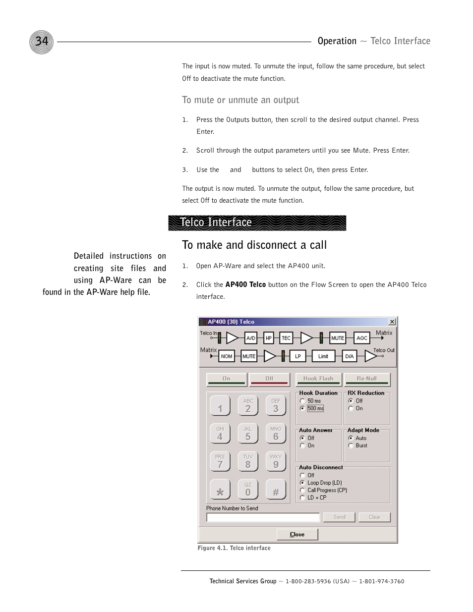 Telco interface | ClearOne AP400 User Manual | Page 38 / 74