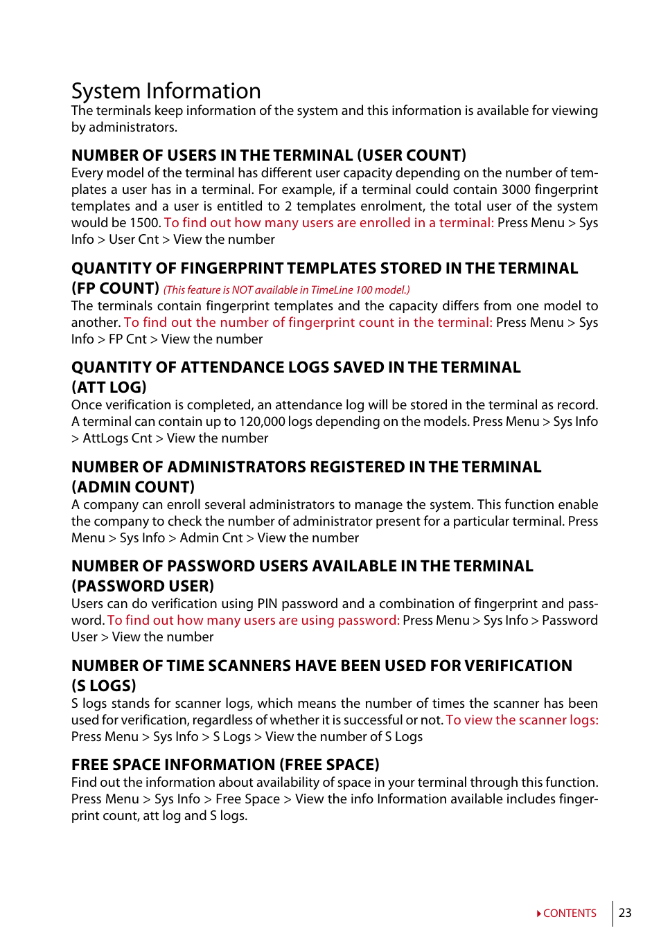 System information | FingerTec AC100 User Manual | Page 22 / 36