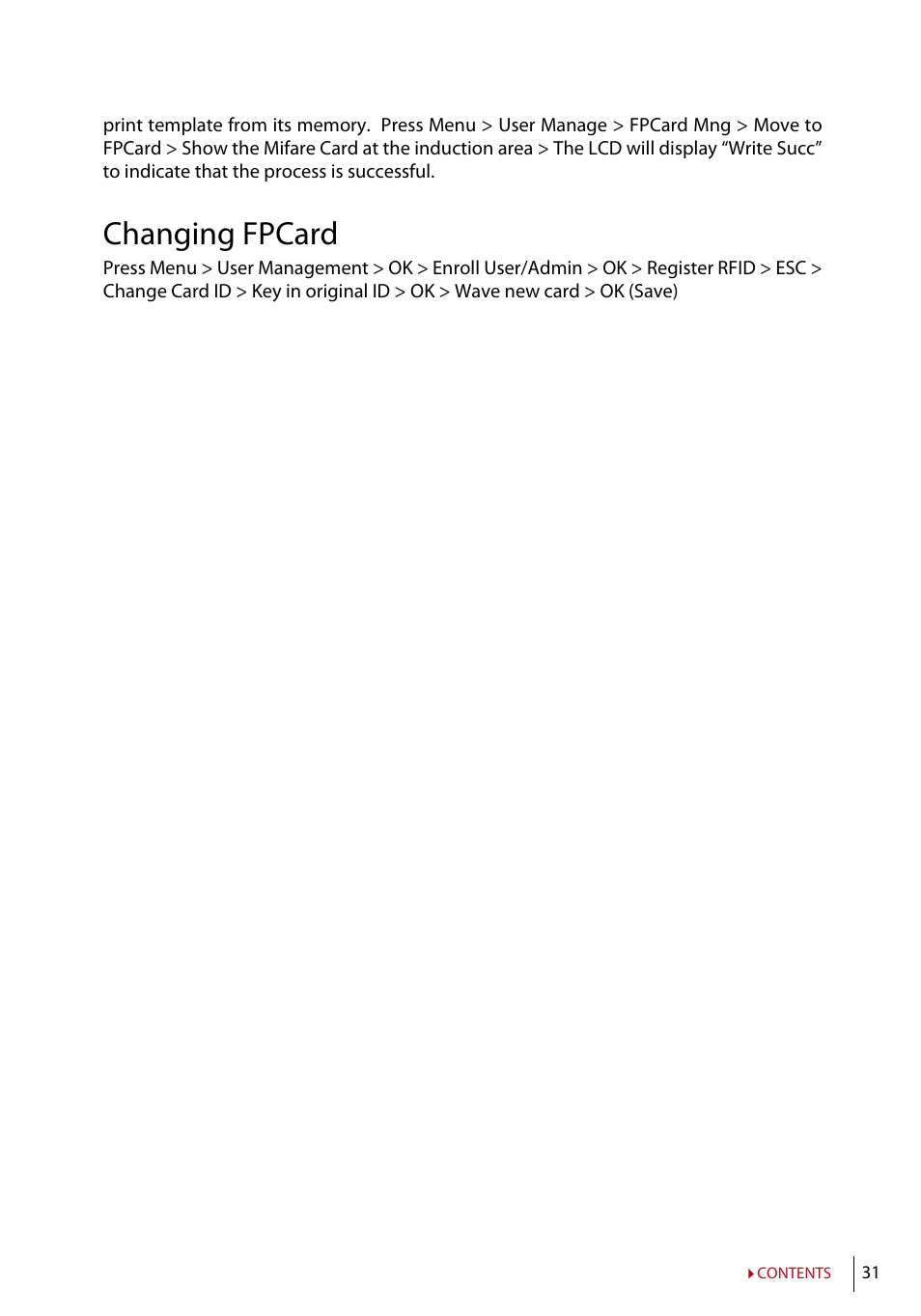 Changing fpcard | FingerTec AC100 User Manual | Page 30 / 36