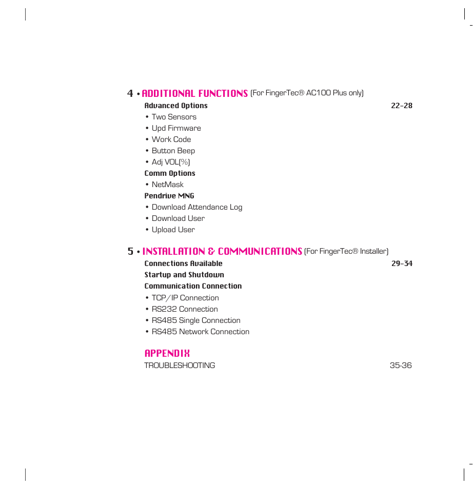 FingerTec AC100 Plus User Manual | Page 3 / 37