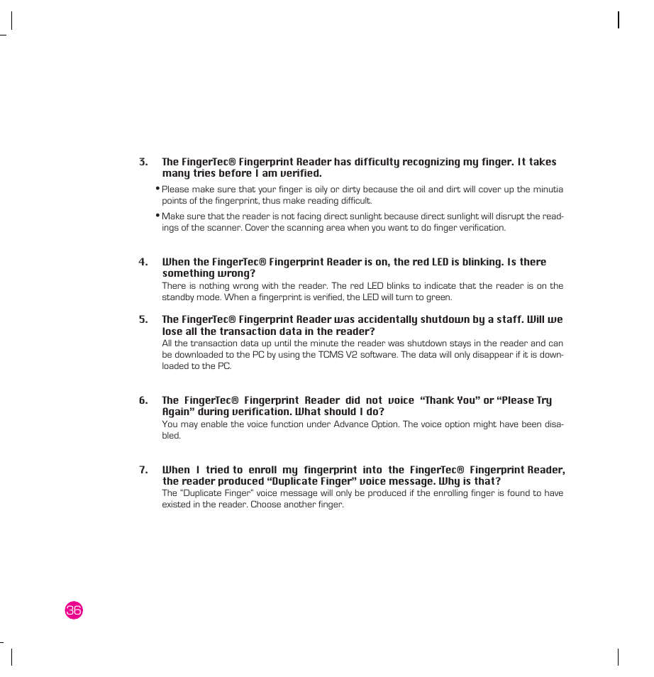 FingerTec AC100 Plus User Manual | Page 36 / 37