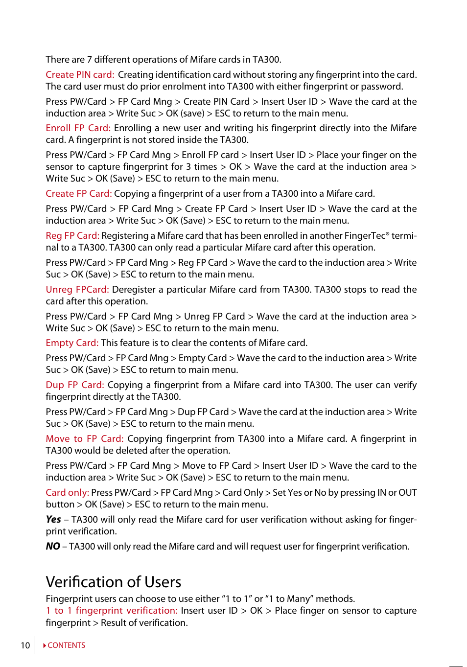 Verification of users | FingerTec TA300 User Manual | Page 11 / 14