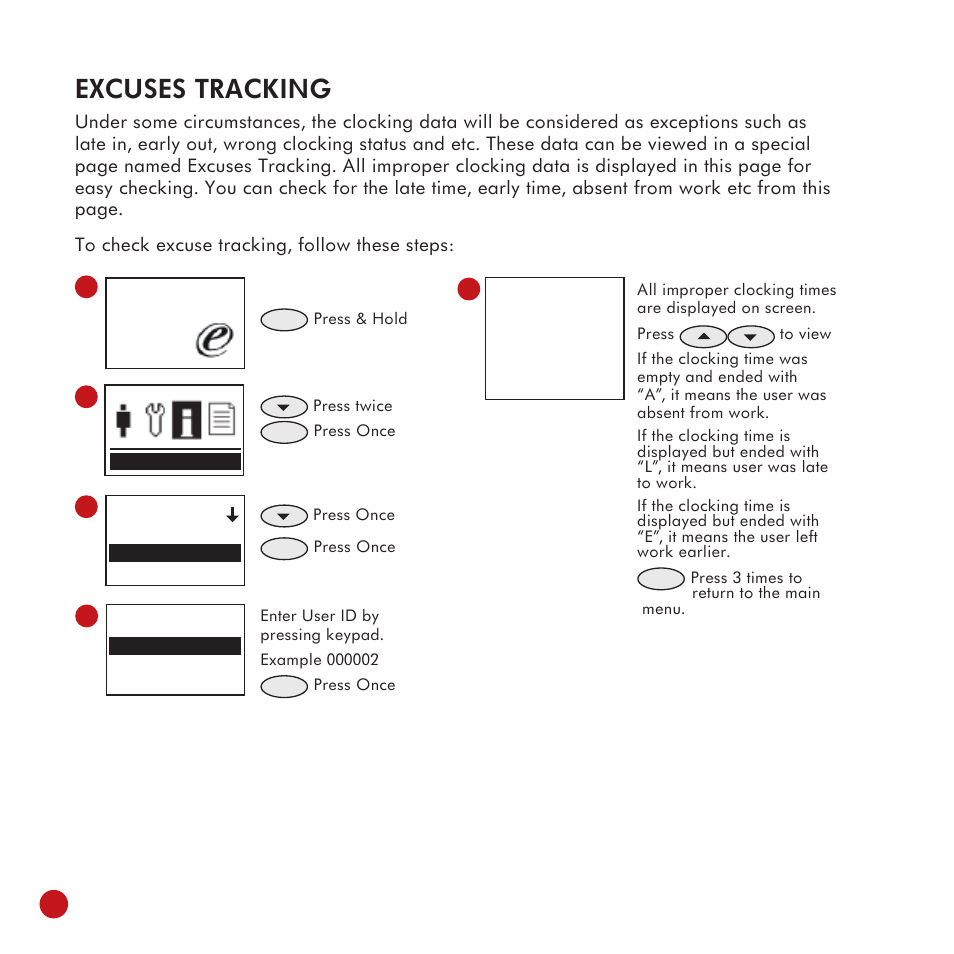 Excuses tracking | FingerTec TA100 DIY User Manual | Page 36 / 56