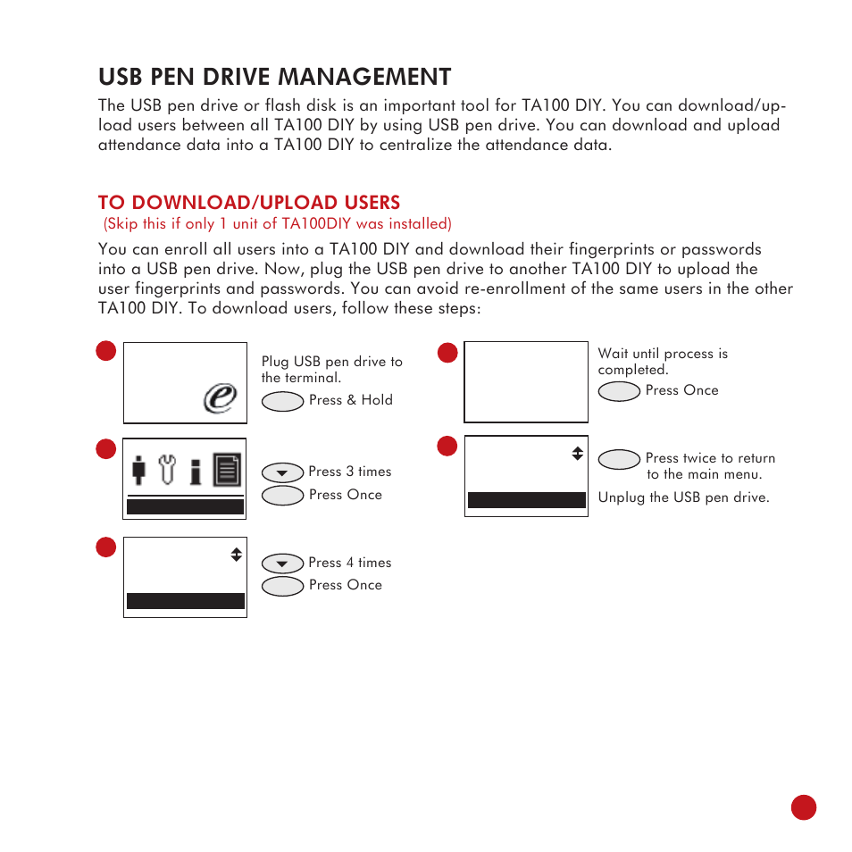 Usb pen drive management | FingerTec TA100 DIY User Manual | Page 41 / 56