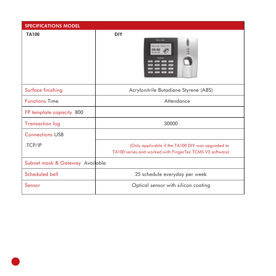 FingerTec TA100 DIY User Manual | Page 6 / 56