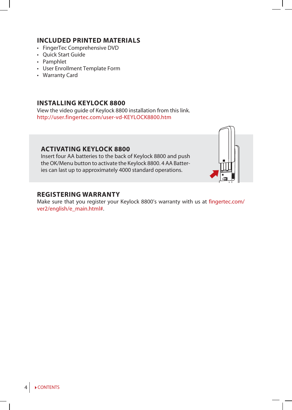 FingerTec Keylock 8800 Manual User Manual | Page 4 / 16