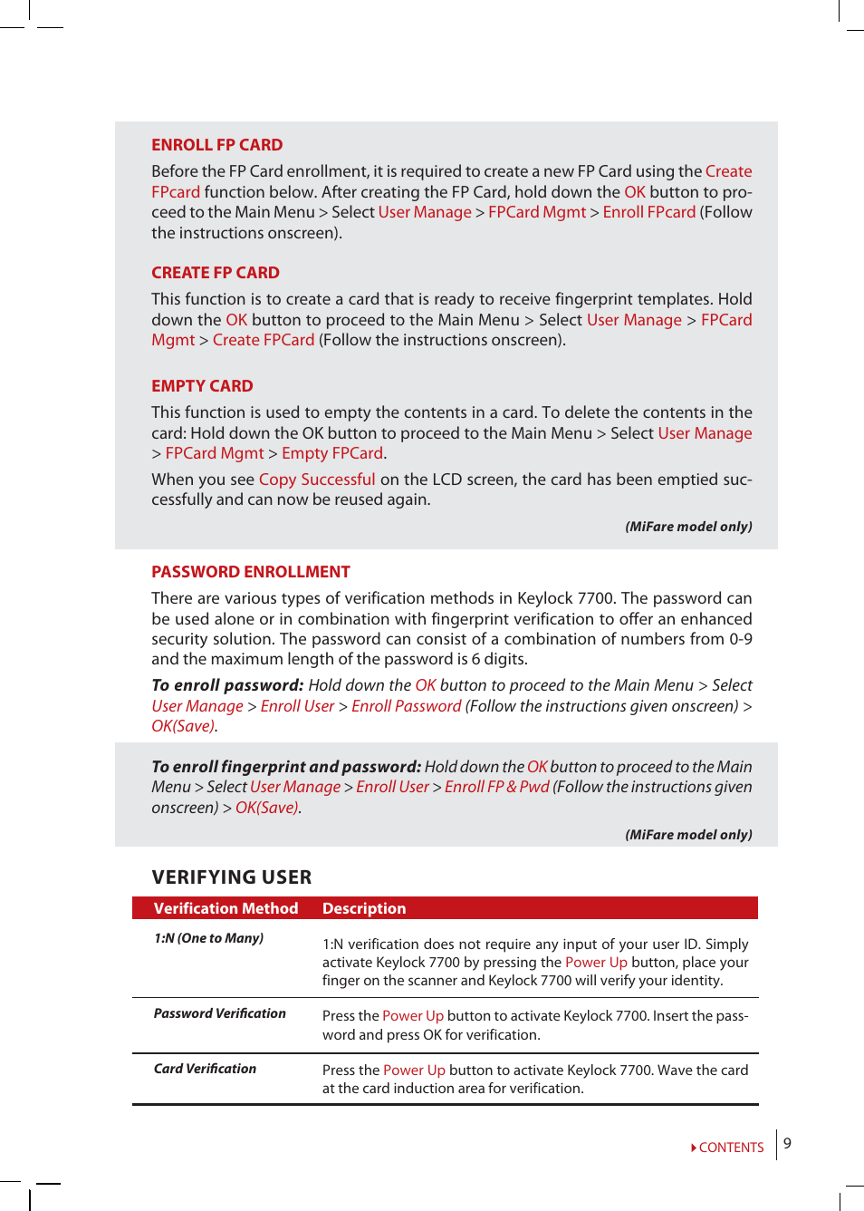 Verifying user | FingerTec Keylock 7700 User Manual | Page 9 / 18