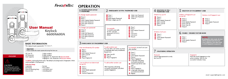 FingerTec Keylock 6600A User Manual | 1 page