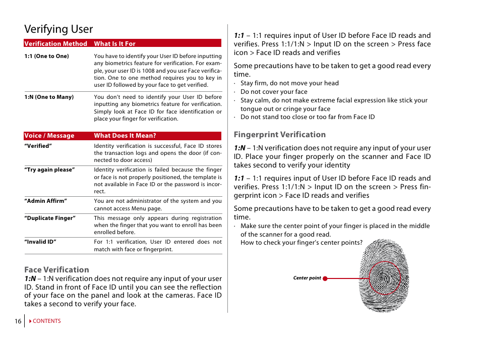 Verifying user | FingerTec Face ID 2 (FEM 600) Manual User Manual | Page 15 / 32