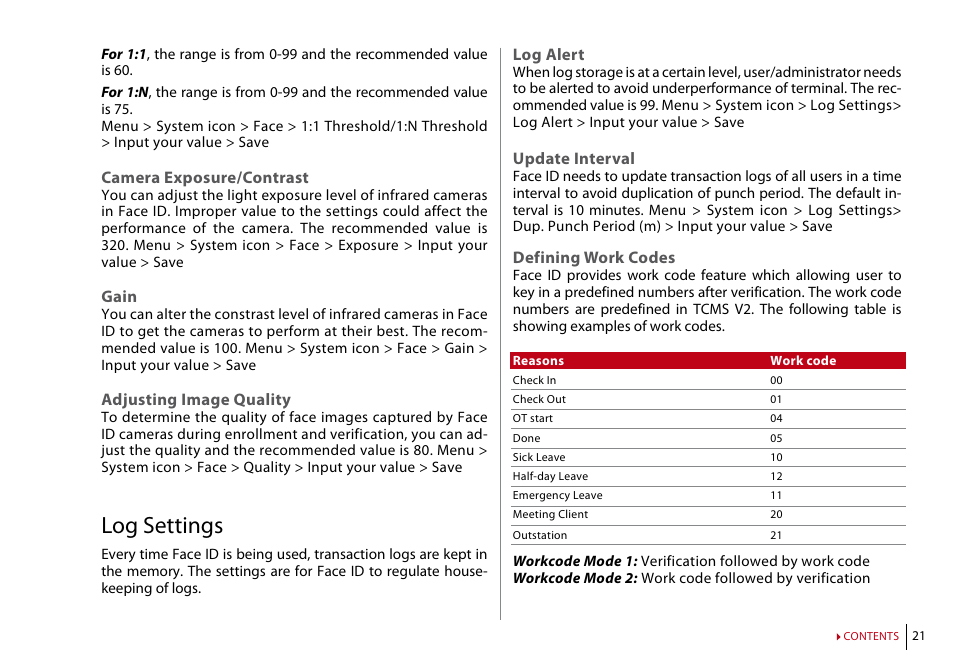 Log settings | FingerTec Face ID 2 (FEM 600) Manual User Manual | Page 20 / 32