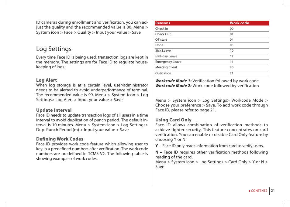 Log settings | FingerTec Face ID 2 (FEM 800) Manual User Manual | Page 20 / 32