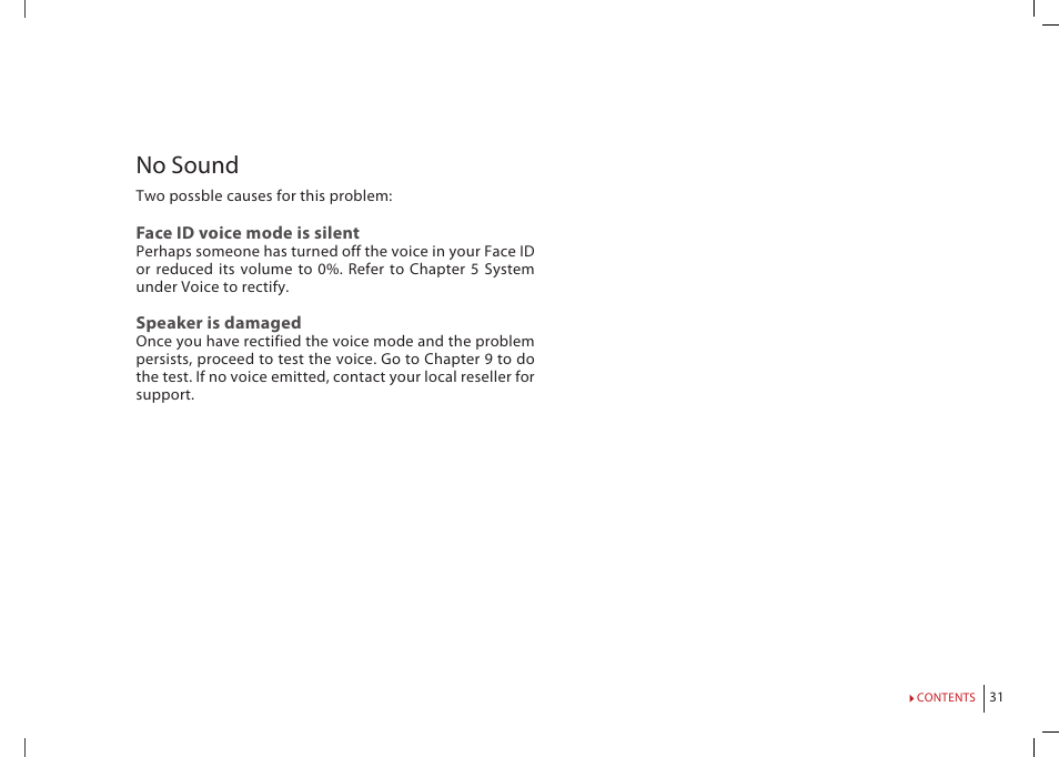 No sound | FingerTec Face ID 2 (FEM 800) Manual User Manual | Page 30 / 32