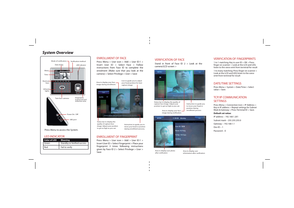 System overview | FingerTec Face ID 2 (FEM 600) Quick Start User Manual | Page 2 / 3