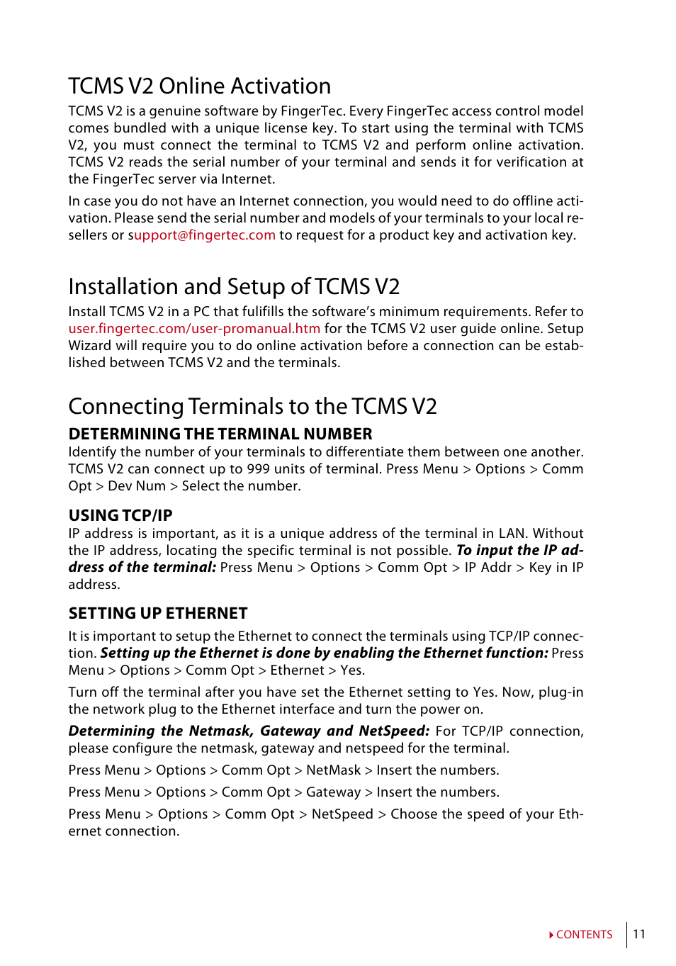 Tcms v2 online activation, Installation and setup of tcms v2, Connecting terminals to the tcms v2 | FingerTec Face ID 4 Manual User Manual | Page 11 / 28