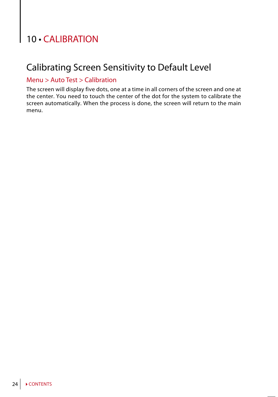 10 • calibration, Calibrating screen sensitivity to default level | FingerTec Face ID 4 Manual User Manual | Page 24 / 28