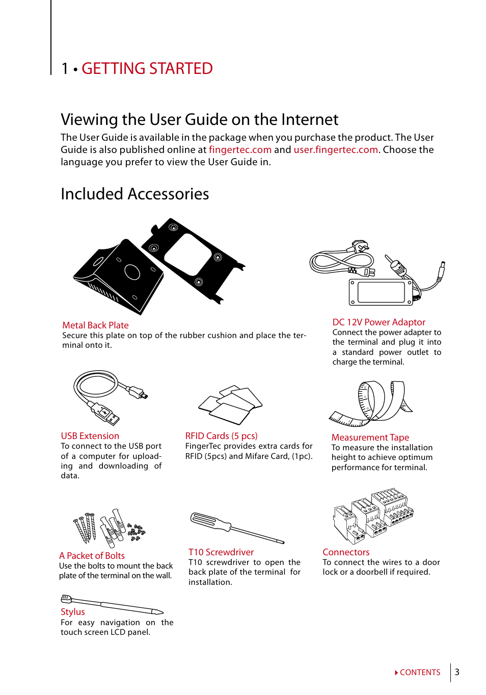 Included accessories | FingerTec Face ID 4 Manual User Manual | Page 3 / 28