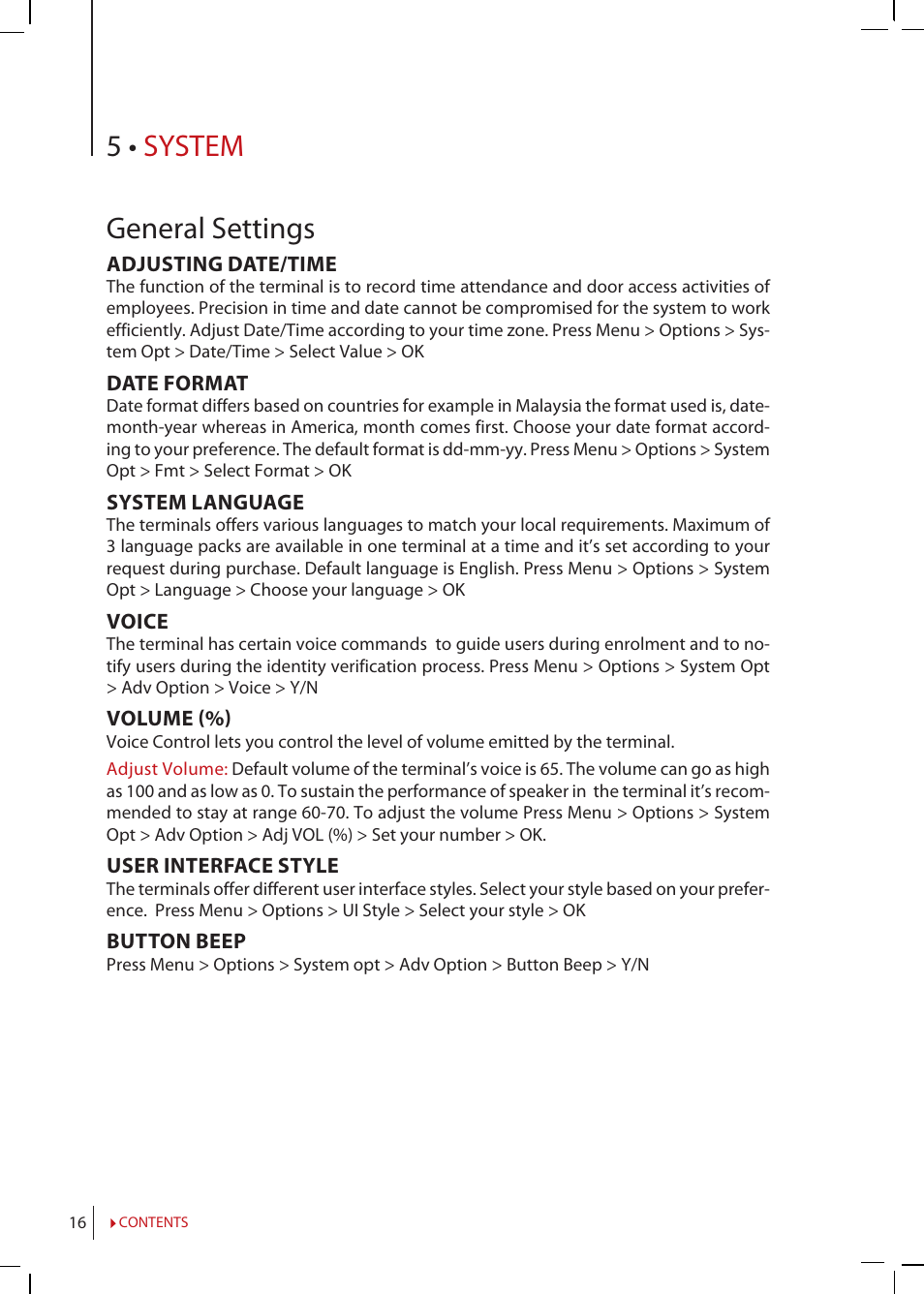 5 • system general settings | FingerTec Kadex Manual User Manual | Page 16 / 31