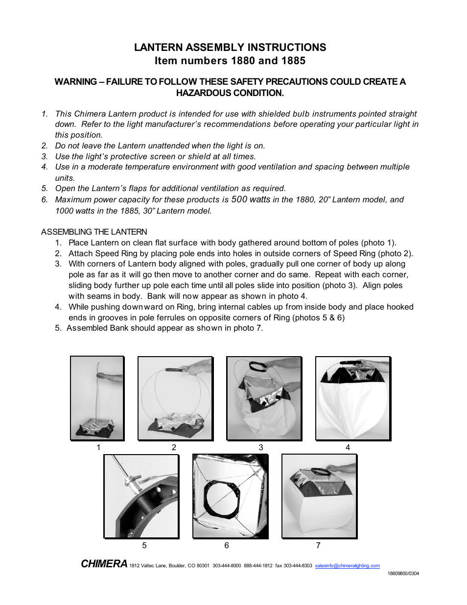Chimera 1880 User Manual | 1 page