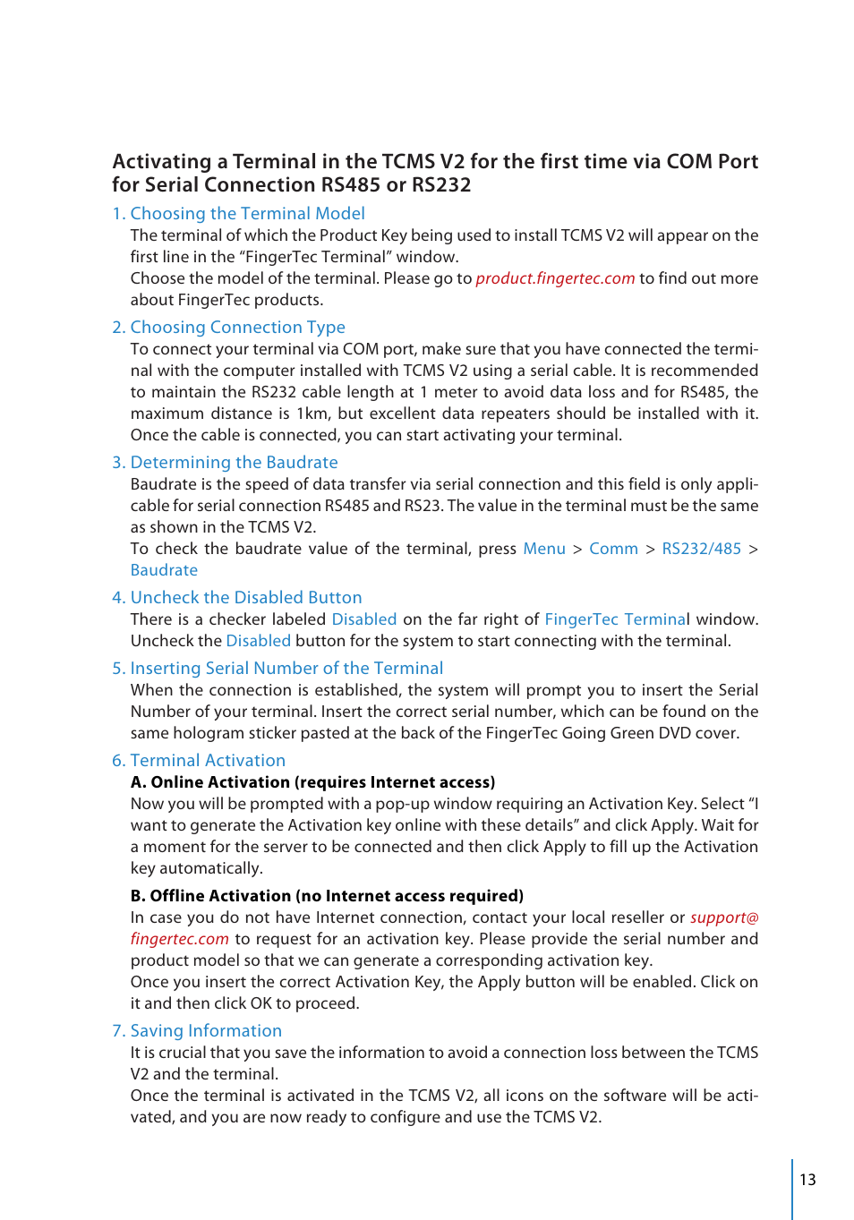 FingerTec TCMS V2 User Manual | Page 13 / 97