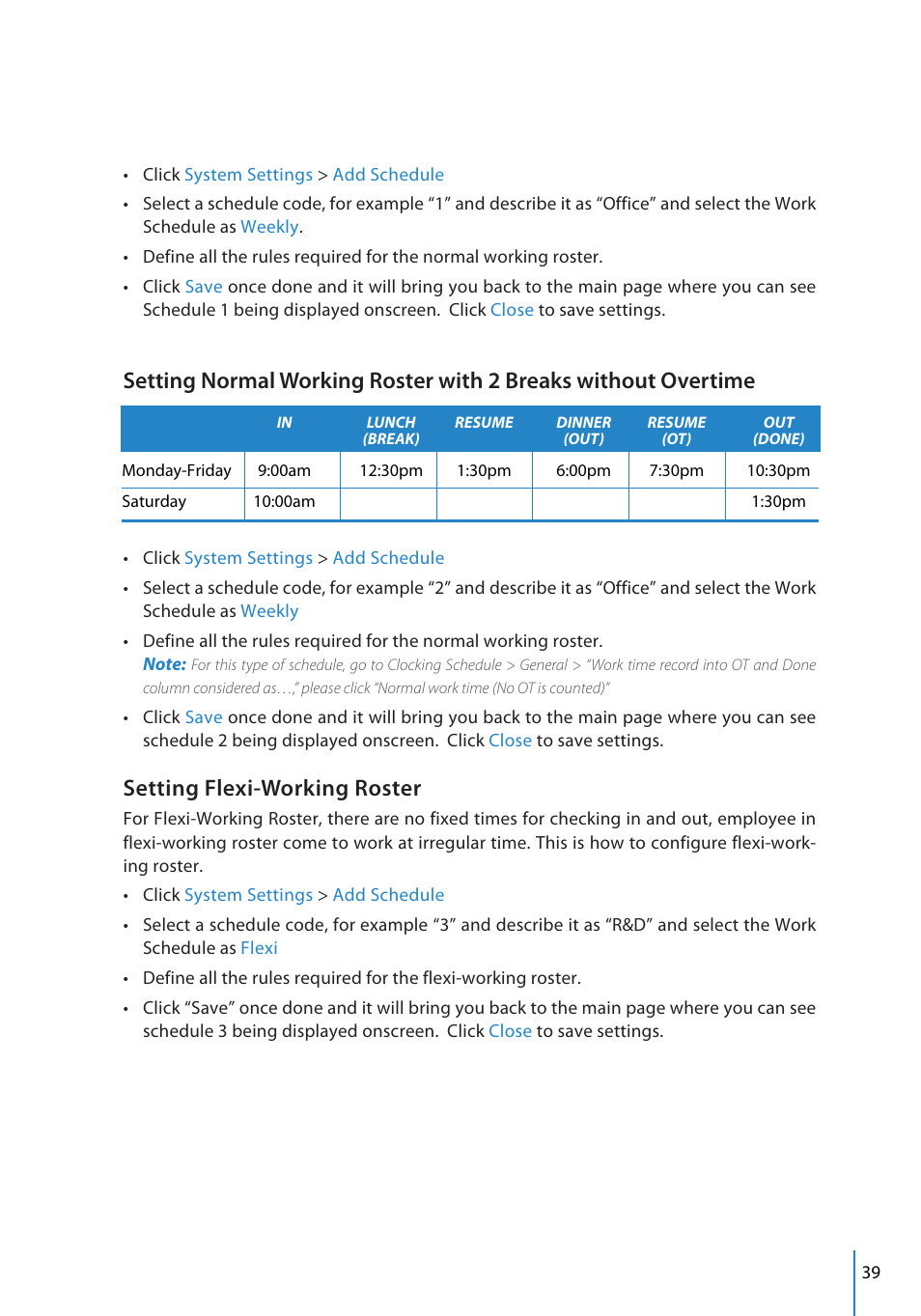 Setting flexi-working roster | FingerTec TCMS V2 User Manual | Page 39 / 97