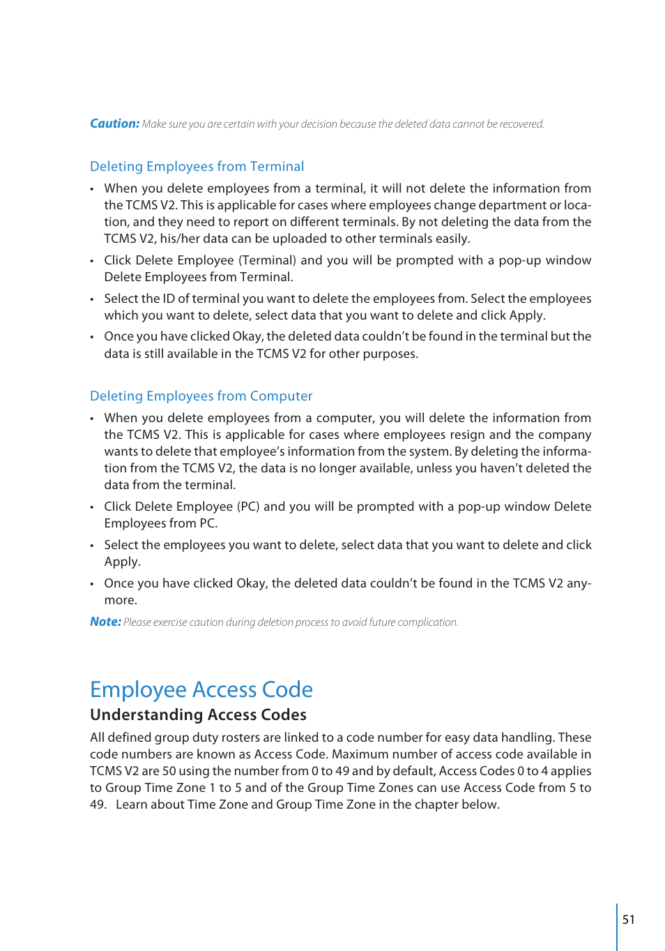 Employee access code, Understanding access codes | FingerTec TCMS V2 User Manual | Page 51 / 97