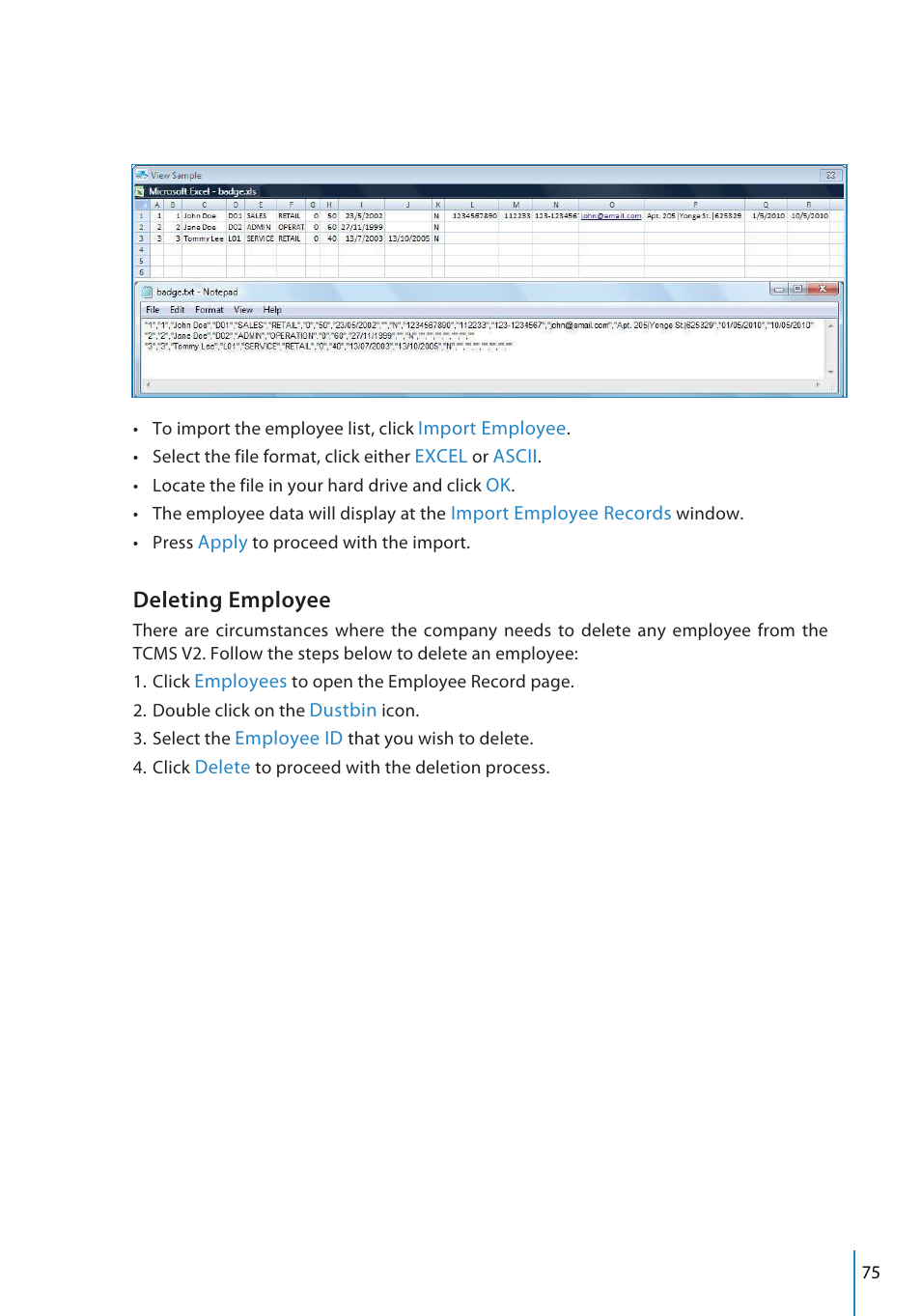 Deleting employee | FingerTec TCMS V2 User Manual | Page 75 / 97