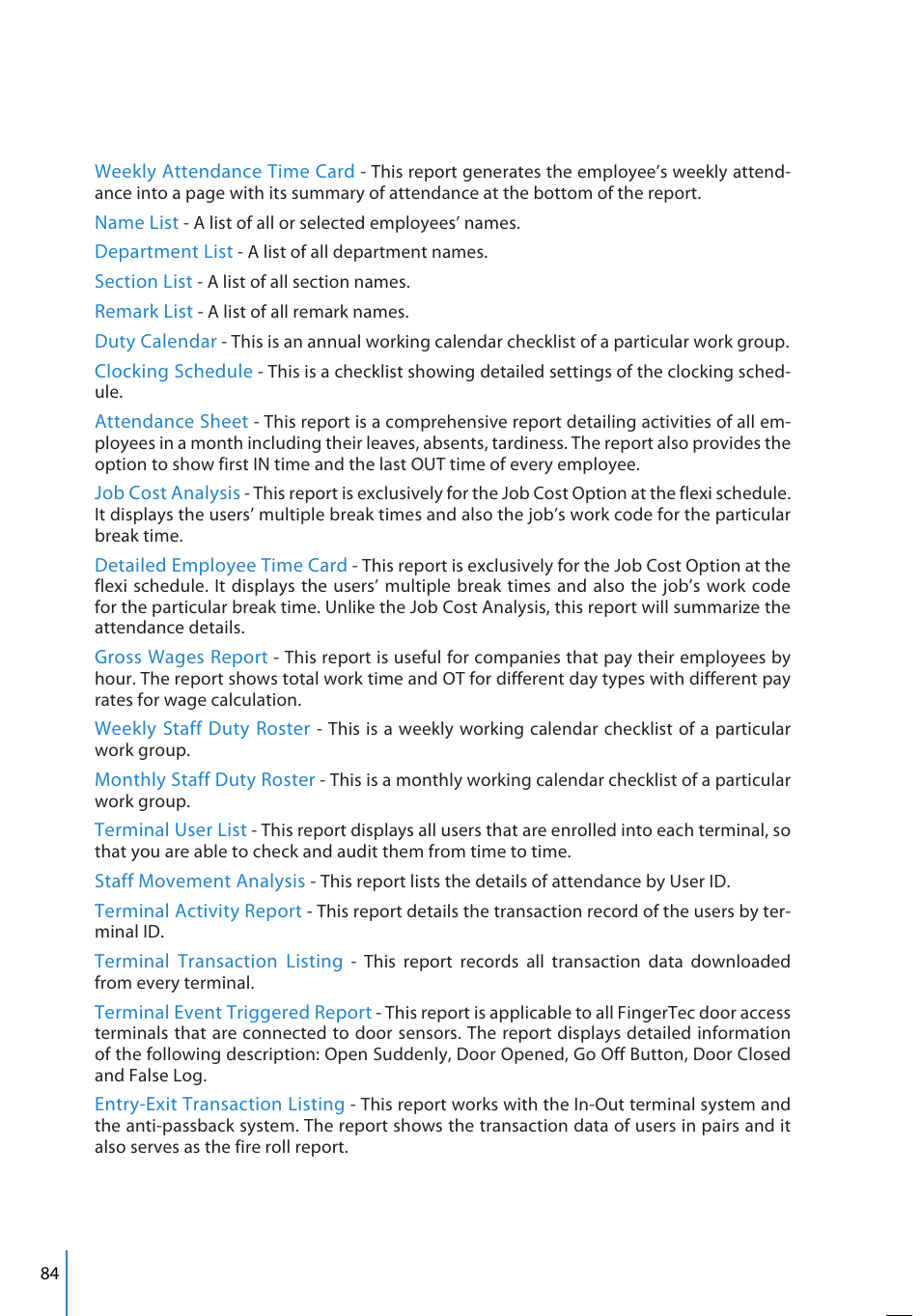 FingerTec TCMS V2 User Manual | Page 84 / 97