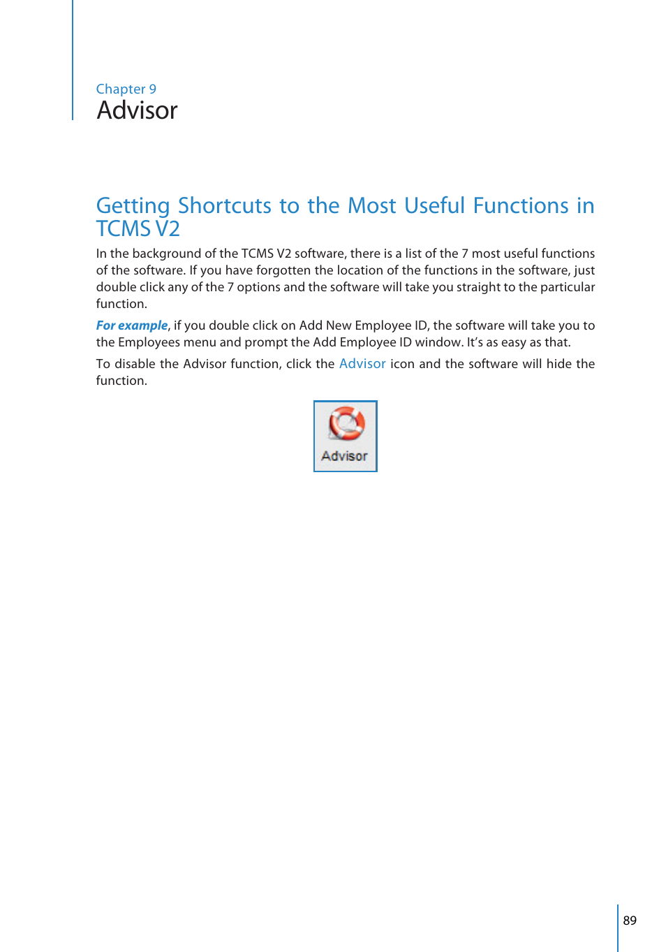 Advisor | FingerTec TCMS V2 User Manual | Page 89 / 97