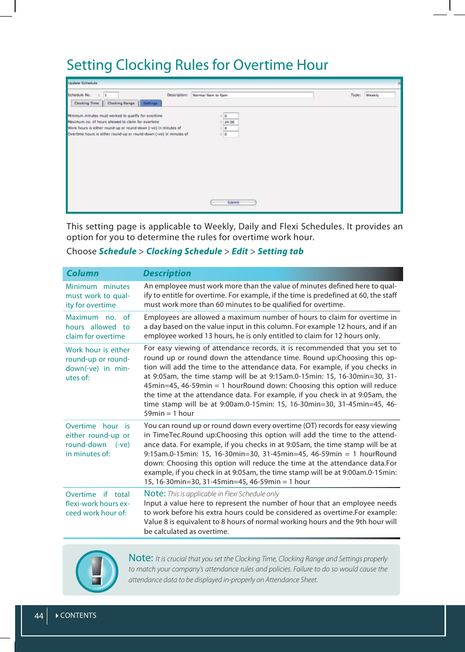 Setting clocking rules for overtime hour | FingerTec TimeTec Web User Manual | Page 44 / 68
