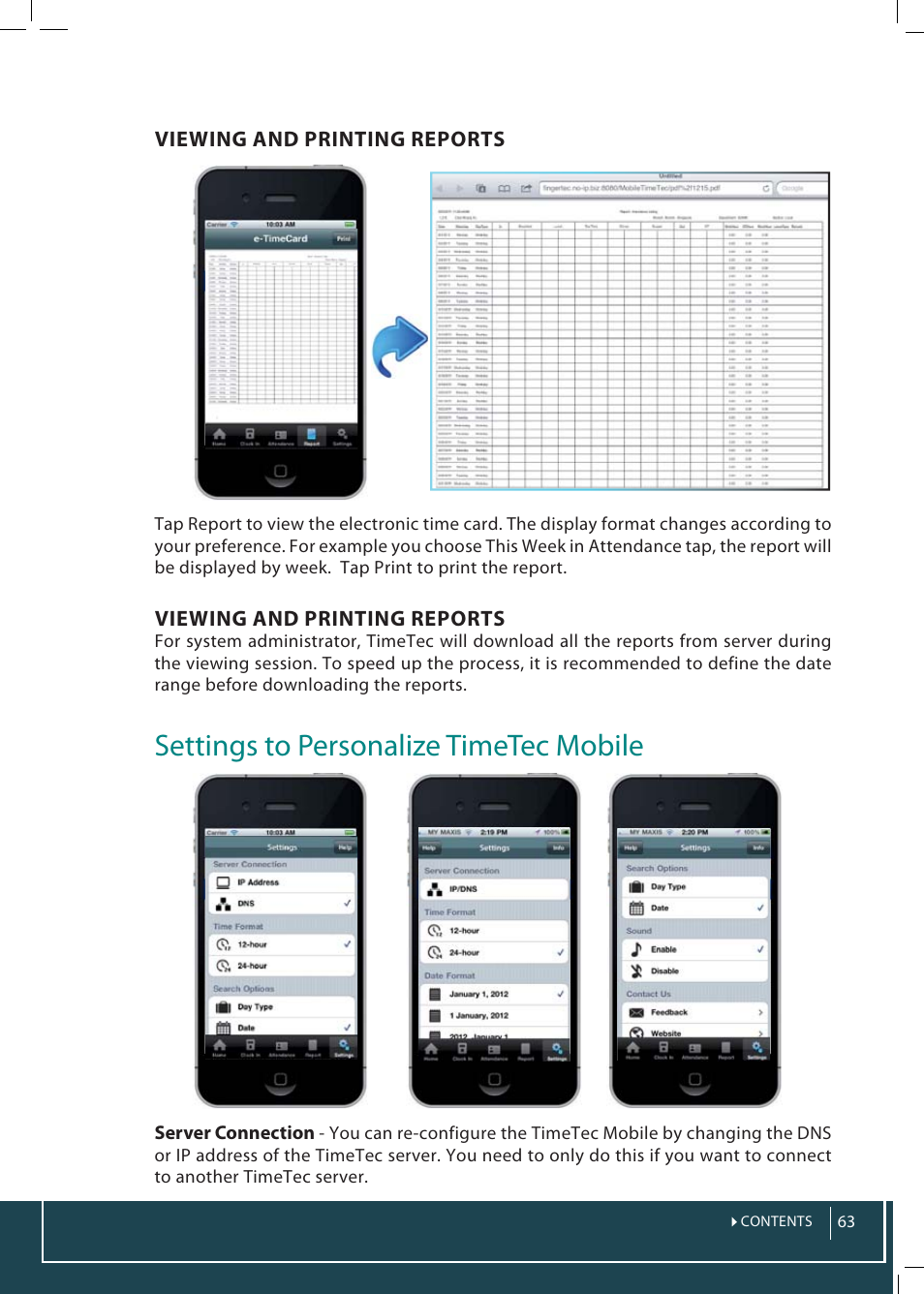 Settings to personalize timetec mobile | FingerTec TimeTec Web User Manual | Page 63 / 68