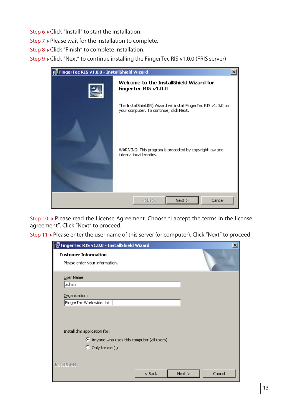 FingerTec FRIS II User Manual | Page 12 / 55