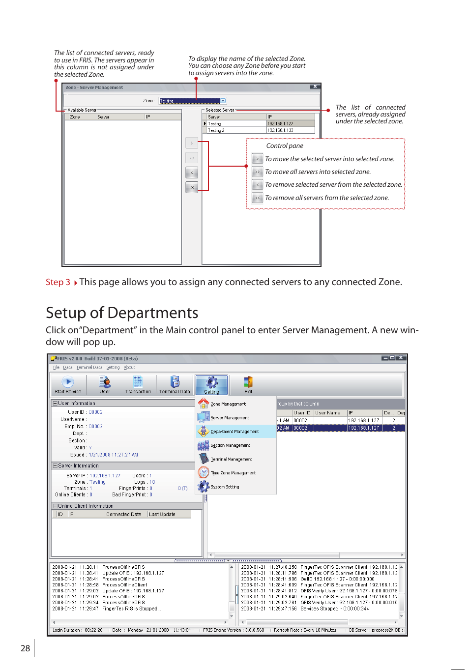 Setup of departments | FingerTec FRIS II User Manual | Page 27 / 55