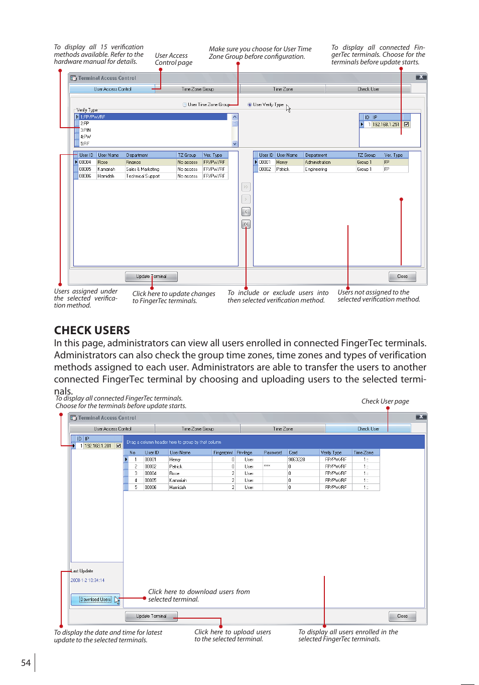Check users | FingerTec FRIS II User Manual | Page 53 / 55