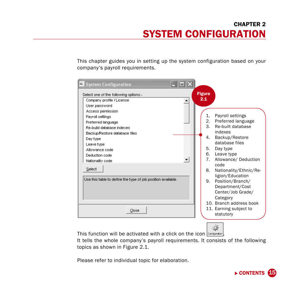 Chp 2, System configuration 15-25, Earnings subject to statutory | System configuration | FingerTec DiGiPAY User Manual | Page 18 / 74