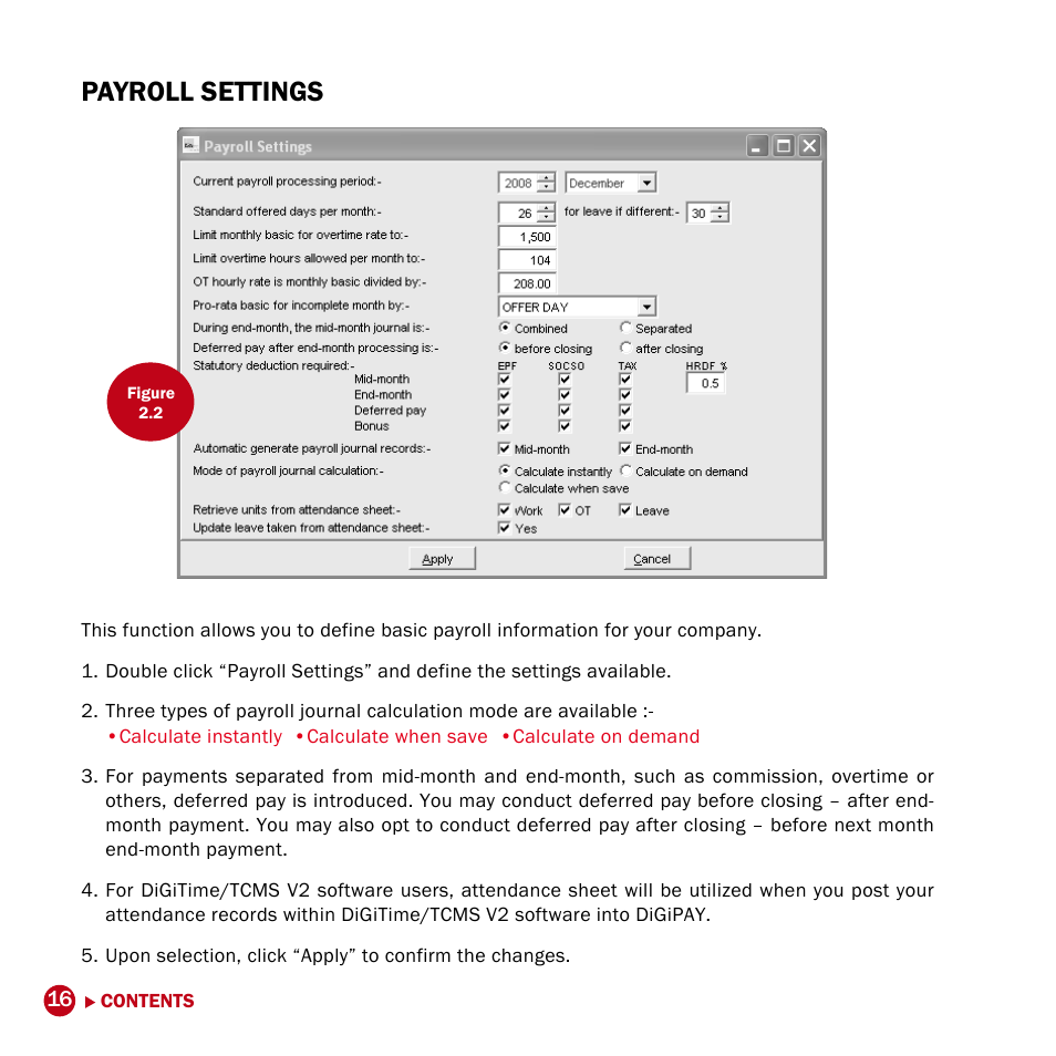 Payroll settings | FingerTec DiGiPAY User Manual | Page 19 / 74