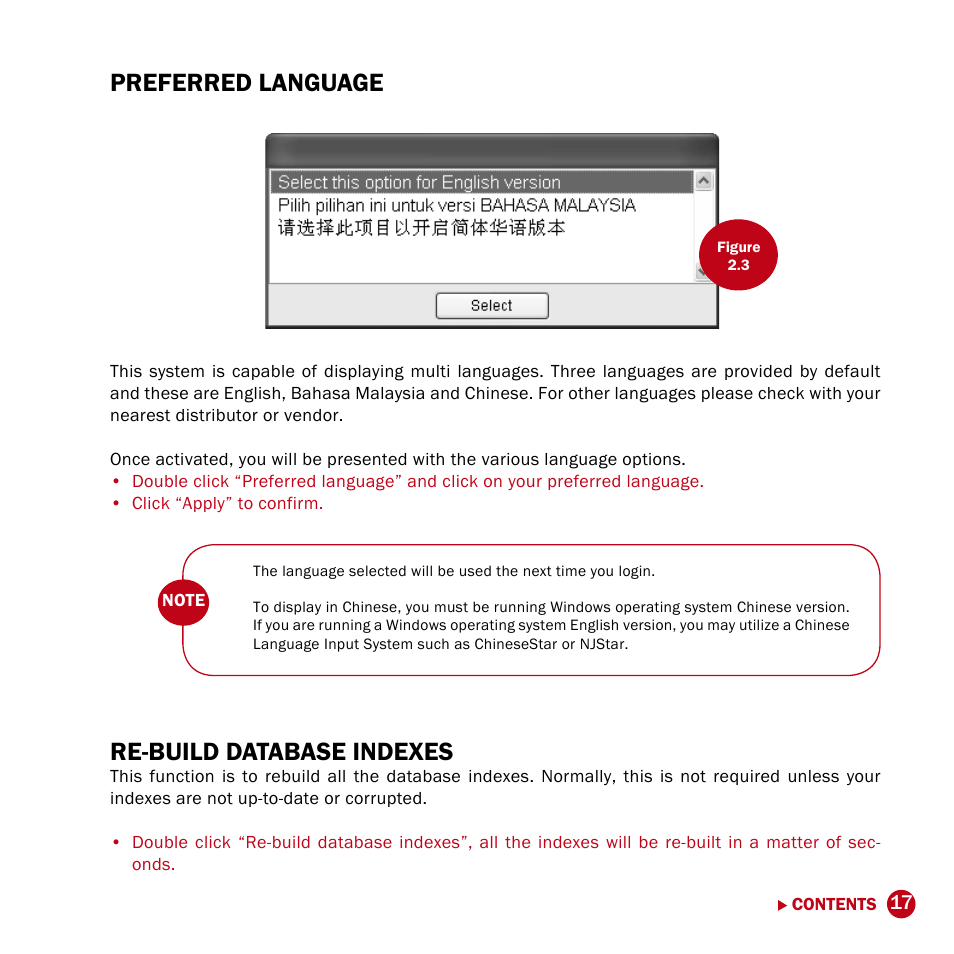 Preferred language, Re-build database indexes | FingerTec DiGiPAY User Manual | Page 20 / 74
