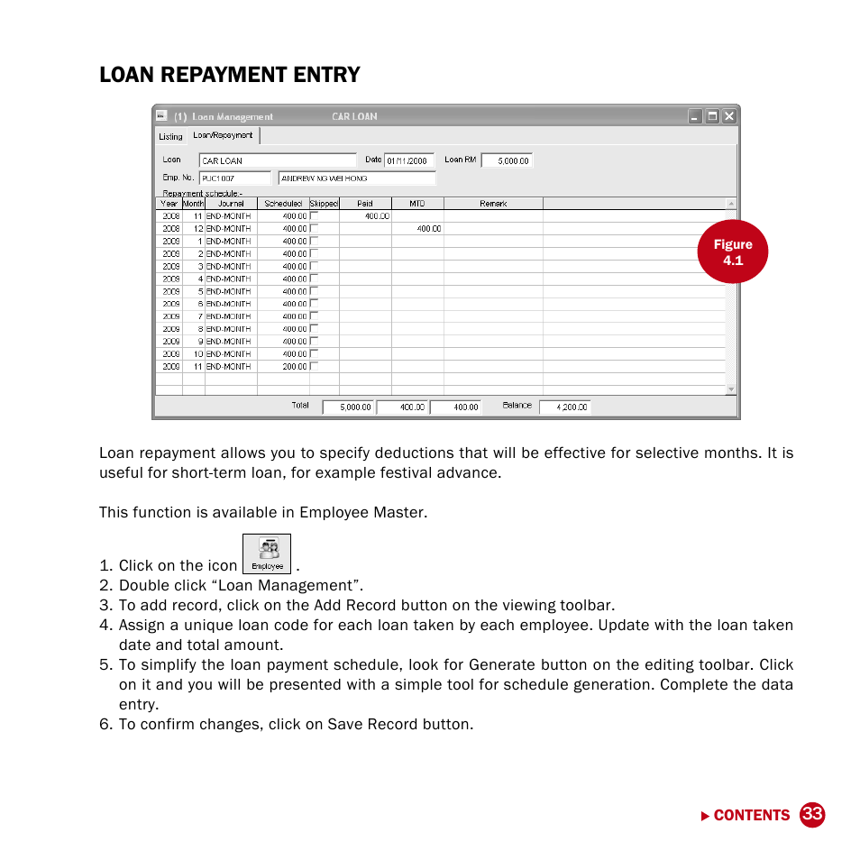 Loan repayment entry | FingerTec DiGiPAY User Manual | Page 36 / 74